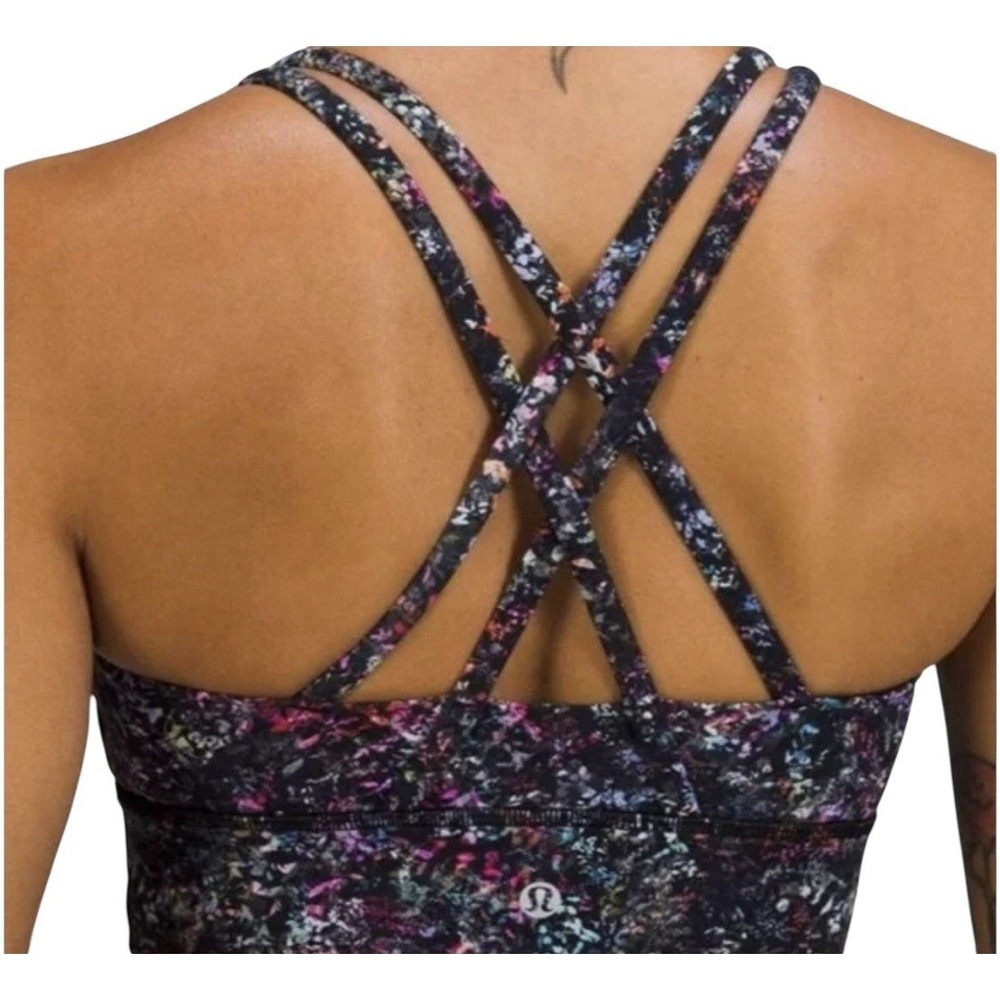 Lululemon Energy Bra LongLine Women's‎ Size 6 Flower Athrisure Sport Workout Gym